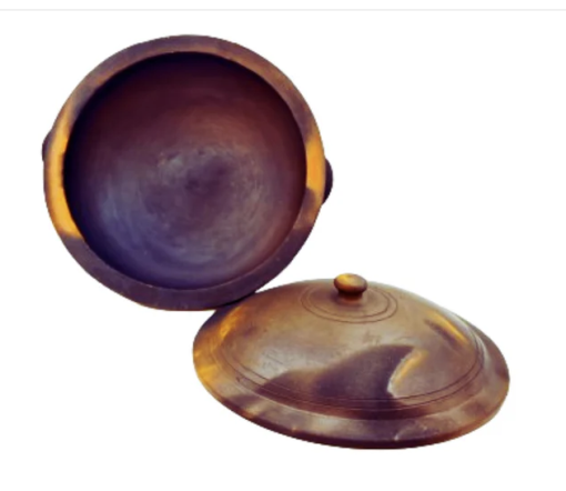 2 Liter Premium Handcrafted Clay Kadai | Handi with Lid for Cooking and Serving. Color: Black - Image 2